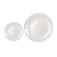 10-Pack Plastic 7" Round Dessert Appetizer Plates in Pearl White Sunflower with Silver Scalloped Rim - Disposable Salad Plates for Classy Events & Banquets