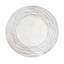 6-Pack Faux Wood Round Charger Plates 13" White Washed with Rose Embossed Rim, Disposable Plastic Charger Tableware