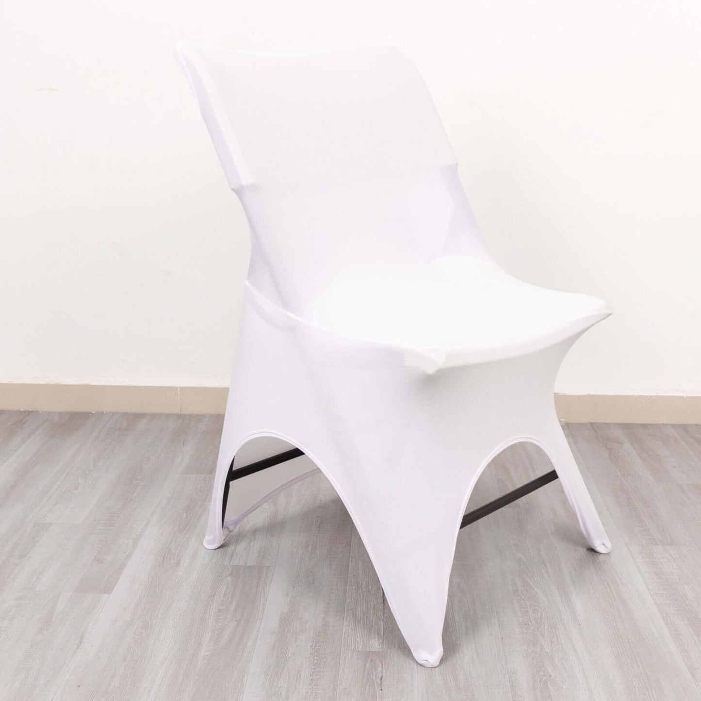 Premium Stretch Spandex Chair Cover White for Folding Chairs - Stylish 3-Way Open Arch 160GSM Fitted Slipcover with Reinforced Foot Pockets
