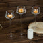 Set of 3 Glass Pedestal Vases Long Stem Clear - Tall Disc Candle Holders for Floral Centerpieces 8", 9", 10"