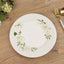 25-Pack Paper 10" Round Dinner Plates in White with Sage Green Floral Print & Lined Rim - Disposable Party Plates for Bridal Showers & Luncheons