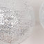 Set of 3 Glitter Silver Sequin Fabric Hanging Lanterns, Decorative Round Foldable Chinese Lantern Lampshades - 8",10",12"
