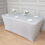 Shimmer Tinsel Spandex 72"x30" Rectangle Tablecloth Metallic Silver Glittered Shiny Stretch Table Cover