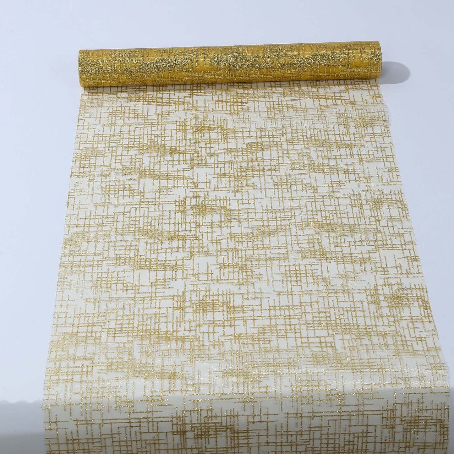 Mesh 11"x108" Table Runner Metallic Gold - Glitter Design for Convenient Event Decoration