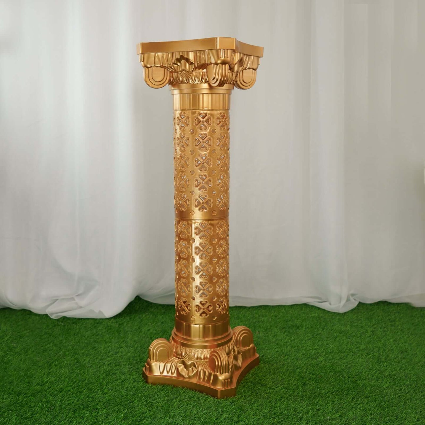 4 Pack Gold Crafted Venetian Inspired Pedestal Stand Plant Pillar - 40" Tall PVC