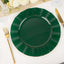 10-Pack Plastic 11" Round Dinner Plates in Hunter Emerald Green Ruffled Rim with Gold Edging - Sturdy Disposable Dinnerware