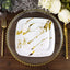 10-Pack Plastic 8" Square Dessert Plates in White with Gold Marble Design - Disposable Appetizer Salad Party Plates for Weddings, Banquets & Special Events