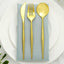 24-Pack Plastic Flatware Set in Gold - Heavy Duty Disposable Modern Silverware 8"