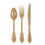 72 Pcs Plastic Silverware Set in Baroque Style Matte Gold - Heavy Duty Disposable Knife, Fork, and Spoon Set