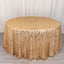Sequin Mesh 120" Round Tablecloth Gold - Seamless Wave Embroidered Design for Stylish Events
