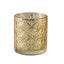 6-Pack Mercury Glass Candle Holders Shiny Gold with Geometric Design - Votive Tealight Holders 3"