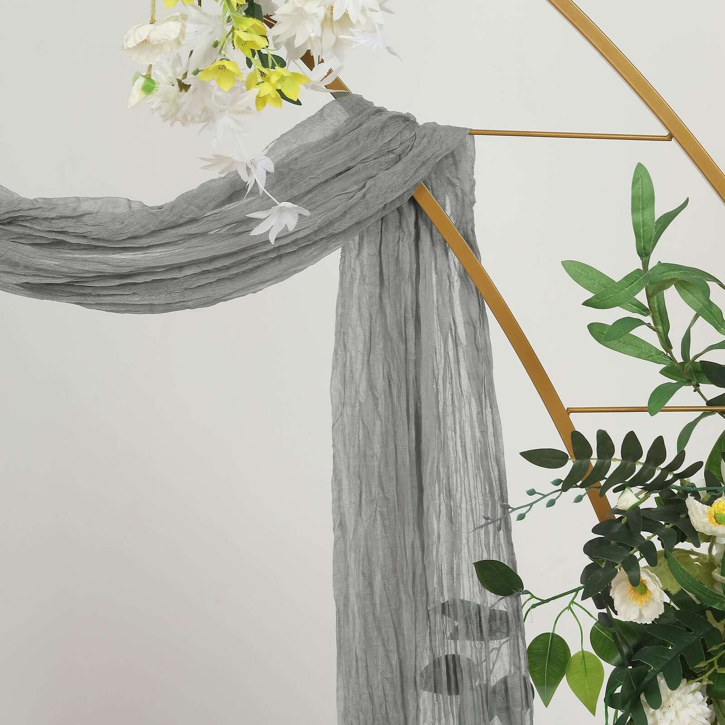 20ft Gray Gauze Cheesecloth Fabric Wedding Arch Drapery, Window Scarf Valance, Boho Decor Arbor Curtain Panel