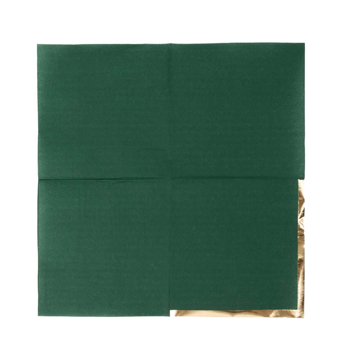 50-Pack Paper Beverage Napkins Hunter Emerald Green with Gold Foil Edge - 2 Ply Disposable Soft 18GSM Cocktail Napkins 5"x5"