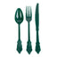 72 Pcs Plastic Silverware Set in Baroque Style Hunter Emerald Green - Heavy Duty Disposable Knife, Fork, and Spoon Set