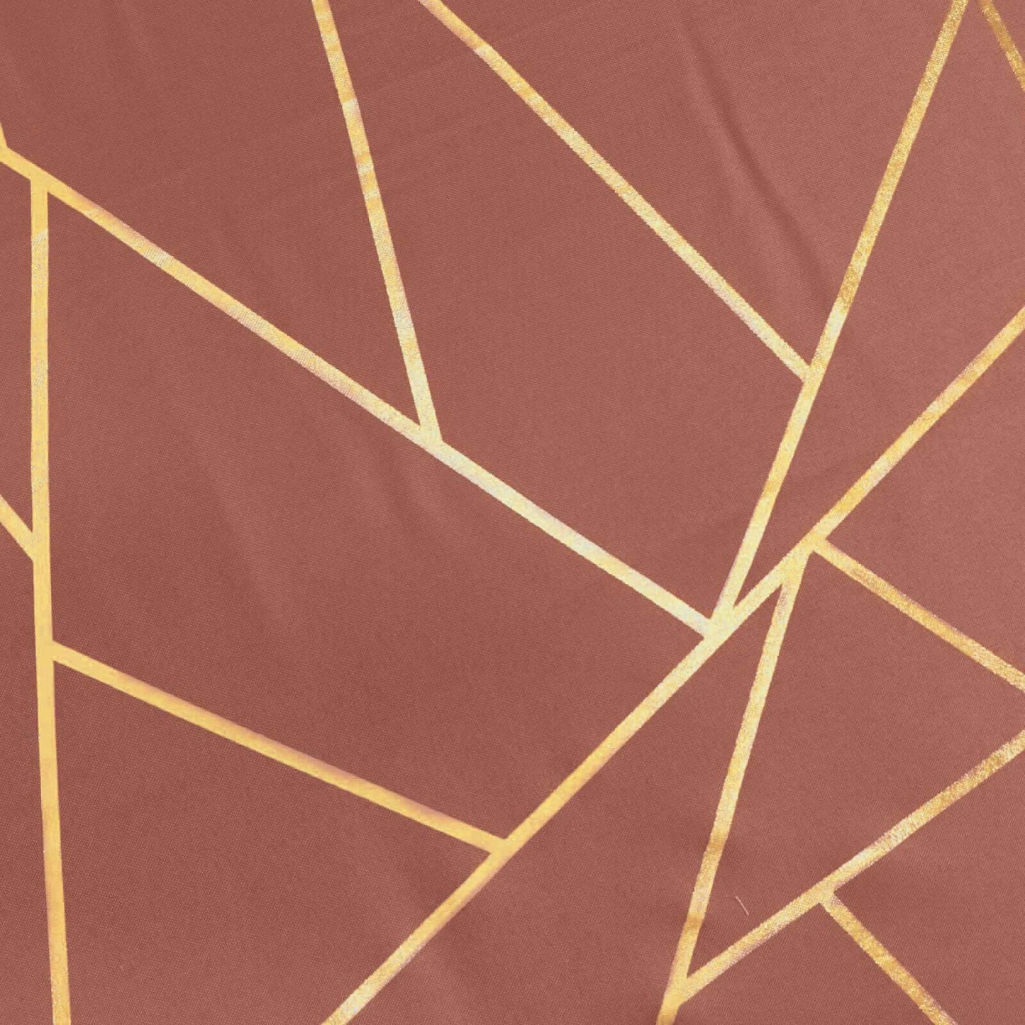 Polyester 60"x102" Rectangle Tablecloth Terracotta (Rust) with Gold Foil Geometric Pattern - Wrinkle-Resistant & Durable Table Cover