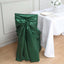 Satin Chair Cover Self-Tie Universal Design Hunter Emerald Green - Durable Slip-On Cover for Folding, Dining, Banquet & Standard Chairs