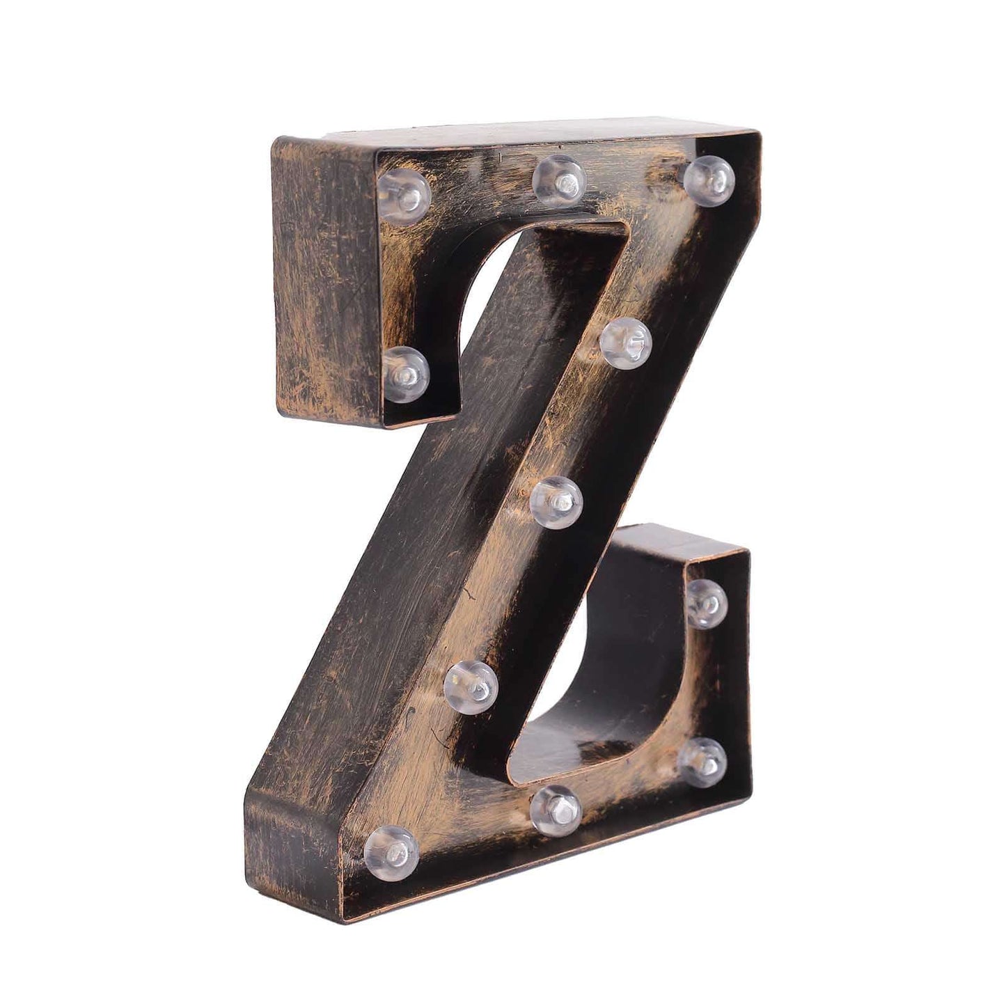 LED Marquee Letter "Z" Industrial Style Antique Black - Light-Up Alphabet Sign for Weddings & Displays 9"