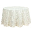 Taffeta 120" Round Tablecloth Ivory | 3D Leaf Petal Design Seamless Table Cover