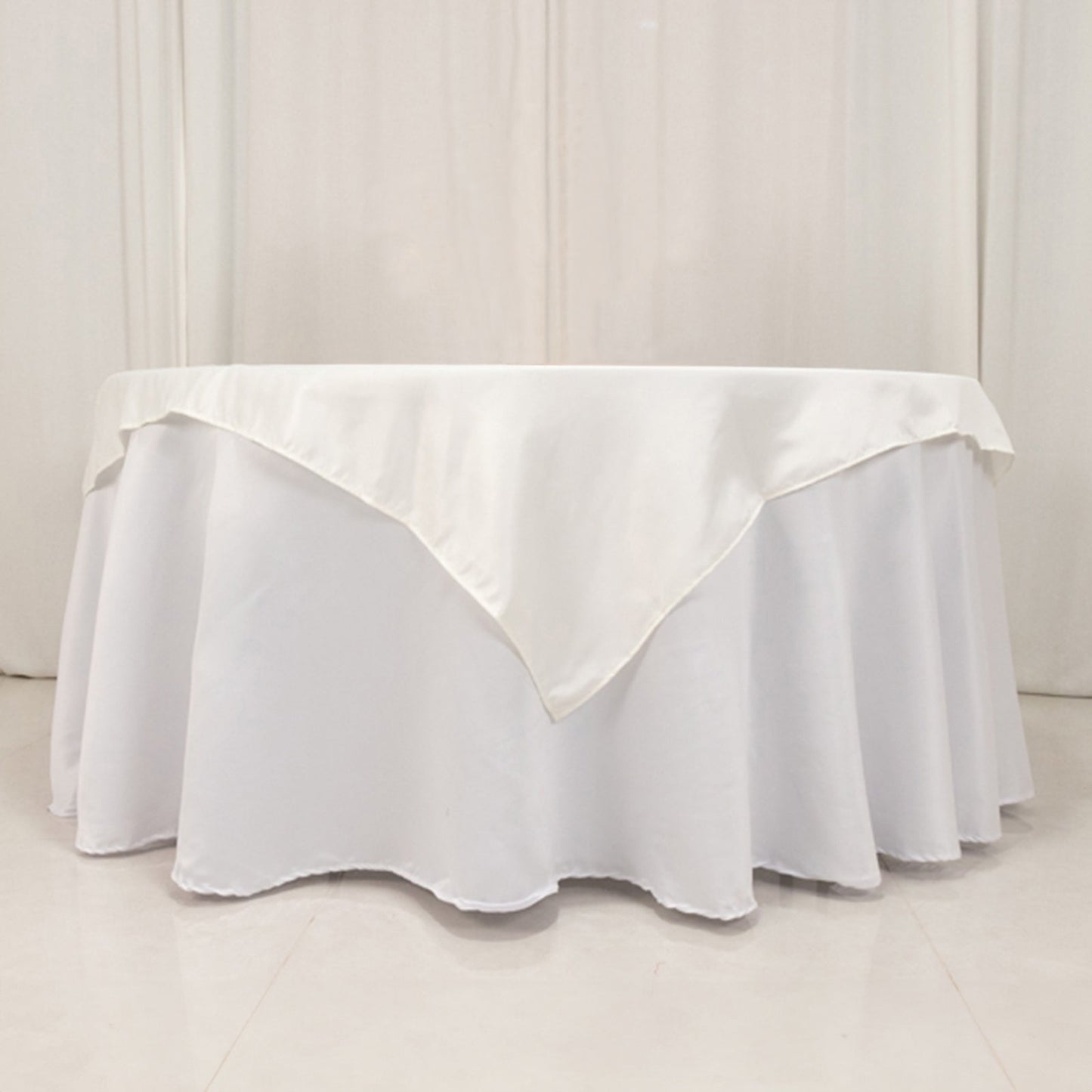 Lamour Satin 54"x54" Table Overlay Square Tablecloth Ivory - Durable & Silk-Like Table Cover