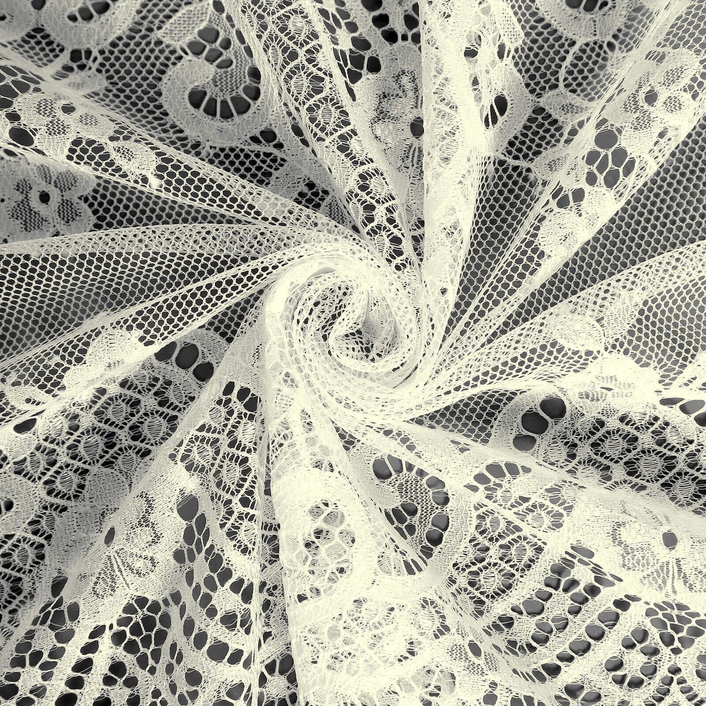 Premium Lace Fabric 15"x117" Table Runner Ivory - Scalloped Lace Elegance