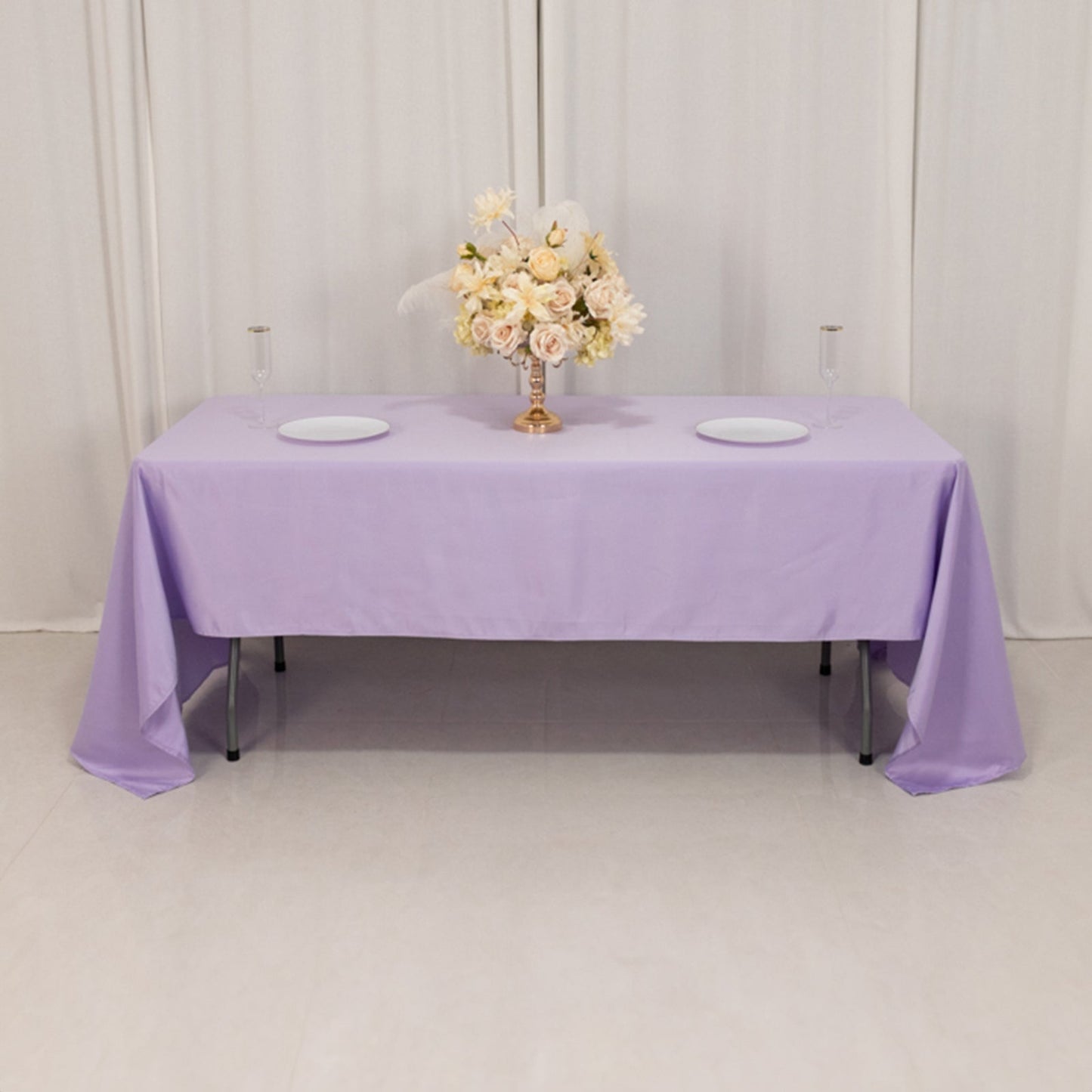 Lamour Satin 60"x126" Rectangle Tablecloth Lavender Lilac - Soft & Silk-Like Table Cover