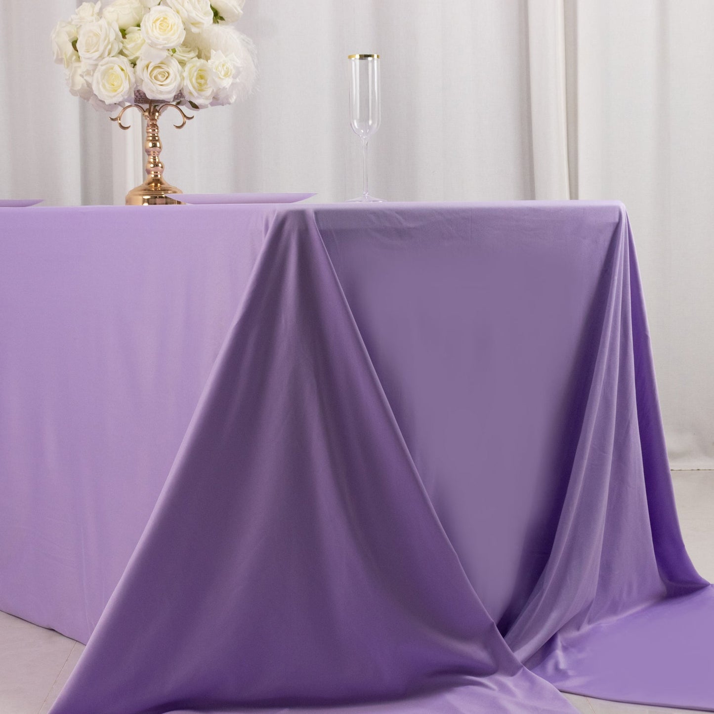 Scuba Rectangular 90"x156" Tablecloth Lavender Lilac - Wrinkle Free, Stain Resistant & Seamless Table Cover