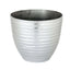 12" Metallic Silver Textured Finish Large Indoor Flower Plant Pot, Decorative Indoor Outdoor Planter