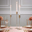 Set of 3 Taper Candle Stands Gold Metal Decorative Round Base Design - Wedding Table Accents 9", 10", 13"