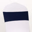 5 Pack Spandex Chair Sashes Navy Blue with Gold Rhinestone Buckles - Reusable Four-Way Stretch Sash Bands 5"x14"