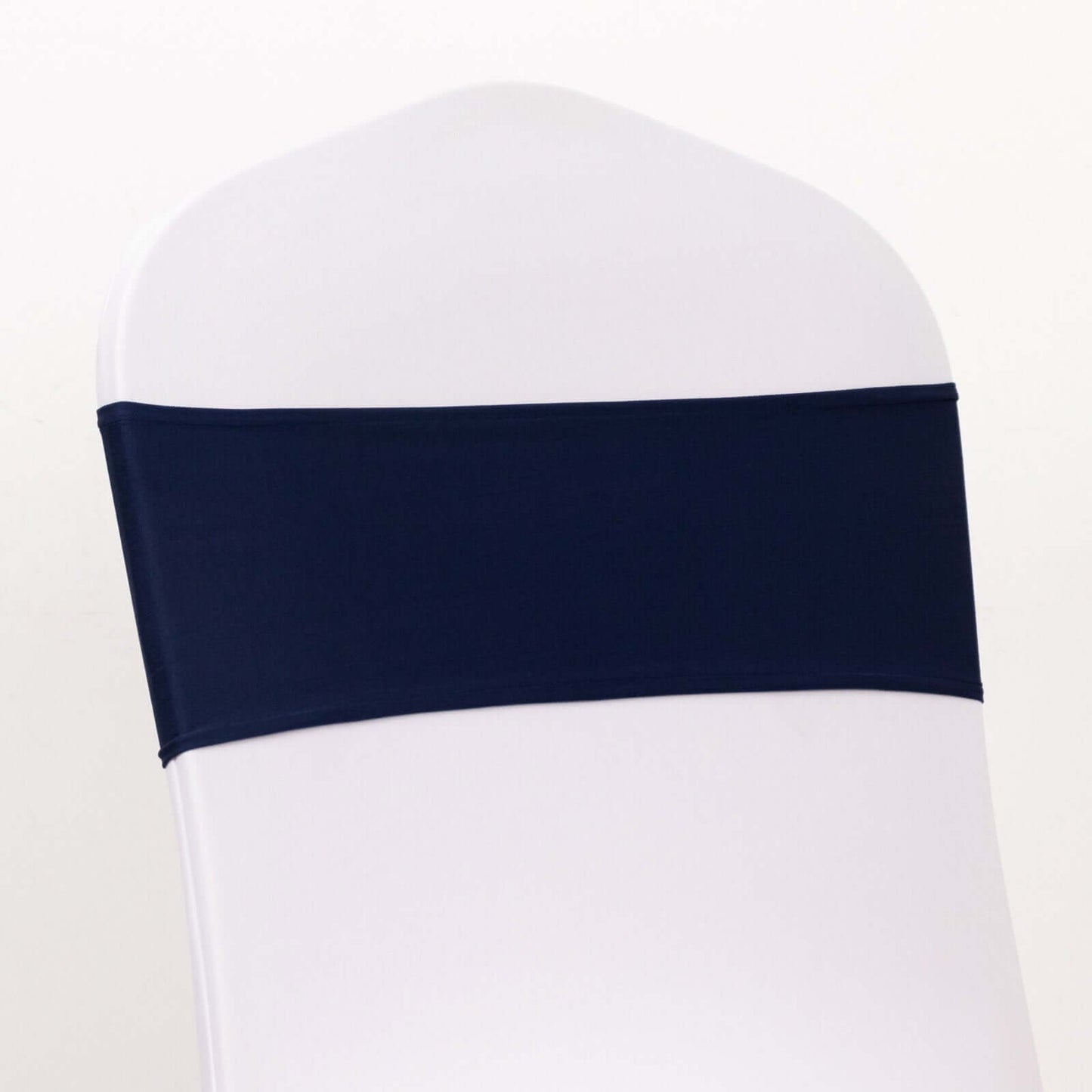 5 Pack Spandex Chair Sashes Navy Blue with Gold Rhinestone Buckles - Reusable Four-Way Stretch Sash Bands 5"x14"