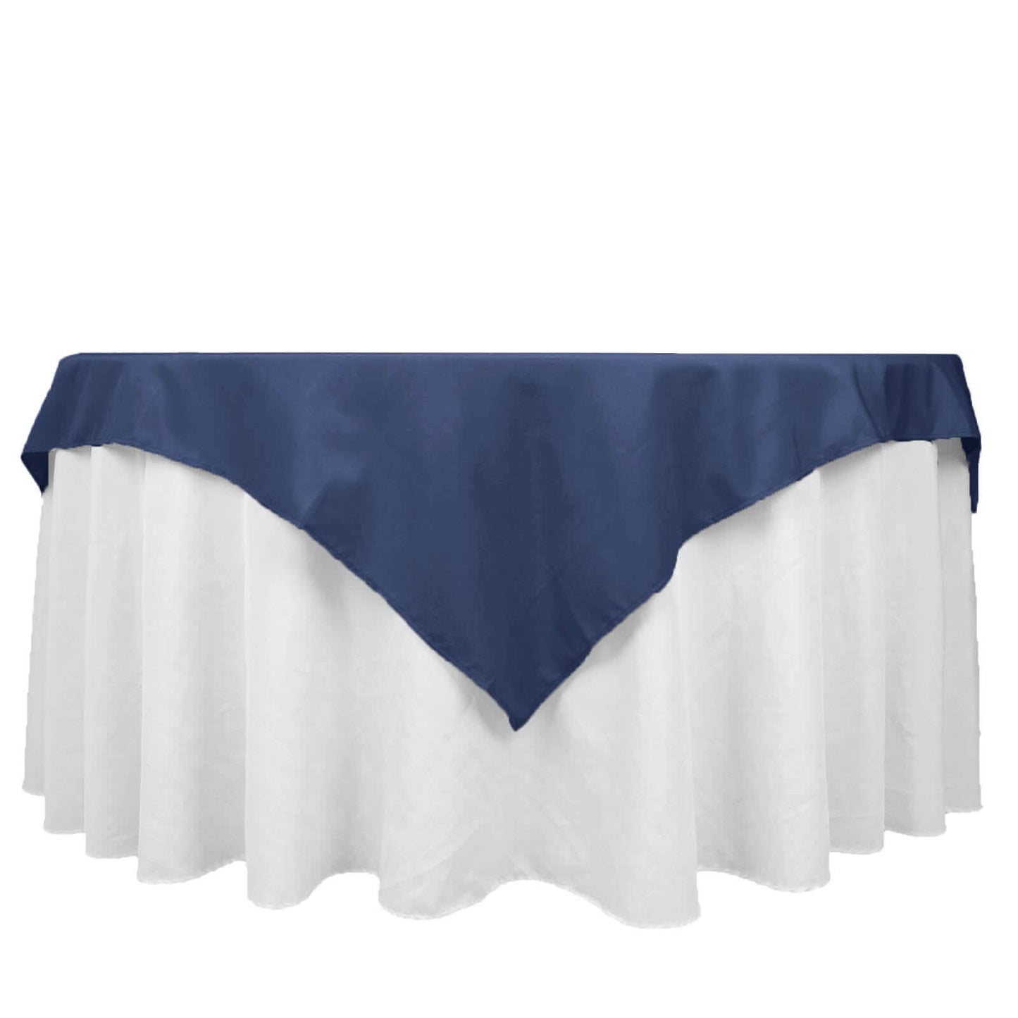 Premium Polyester 54"x54" Table Overlay Square Tablecloth Navy Blue - Stain and Wrinkle-Resistant 220GSM Table Topper