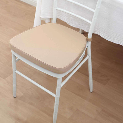 Chiavari Chair Cushion with 1.5" Thick Memory Foam and Ties Nude - Stylish Removable Cover for Comfort