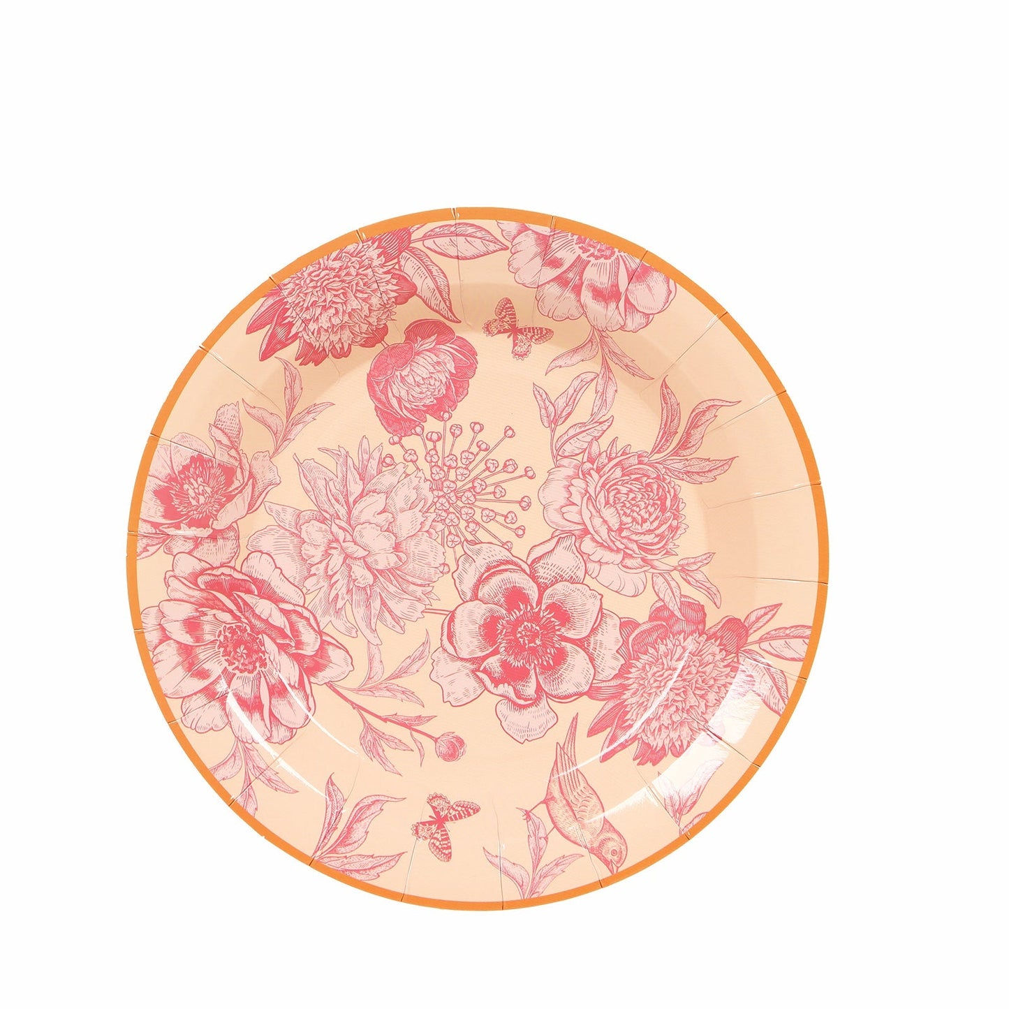 50-Pack Paper Round Dessert and Dinner Plates in Dusty Rose Spring Floral Print with Gold Rim for Table Decor 7", 9"