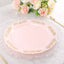 10-Pack Plastic 10" Round Dinner Plates in Blush with Gold Embossed Scalloped Edge - Chic Disposable Party Plates for Special Occasions & Banquets