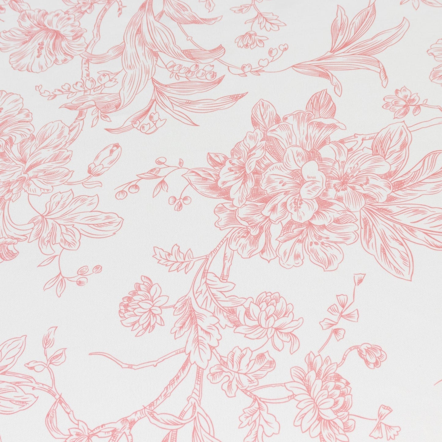 Polyester 90" Round Tablecloth White - Pink French Toile Pattern for Chic Weddings