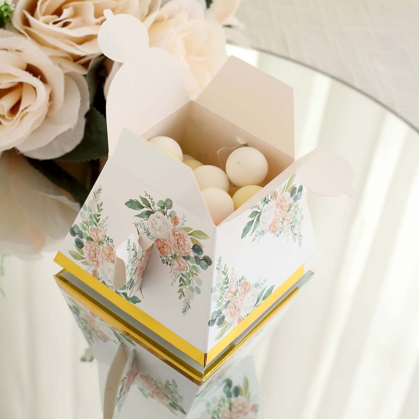 25 Pack Pink Peony Floral Mini Teapot Party Favor Boxes with Gold Edge, Tea Time Gift Boxes - 5"x4"