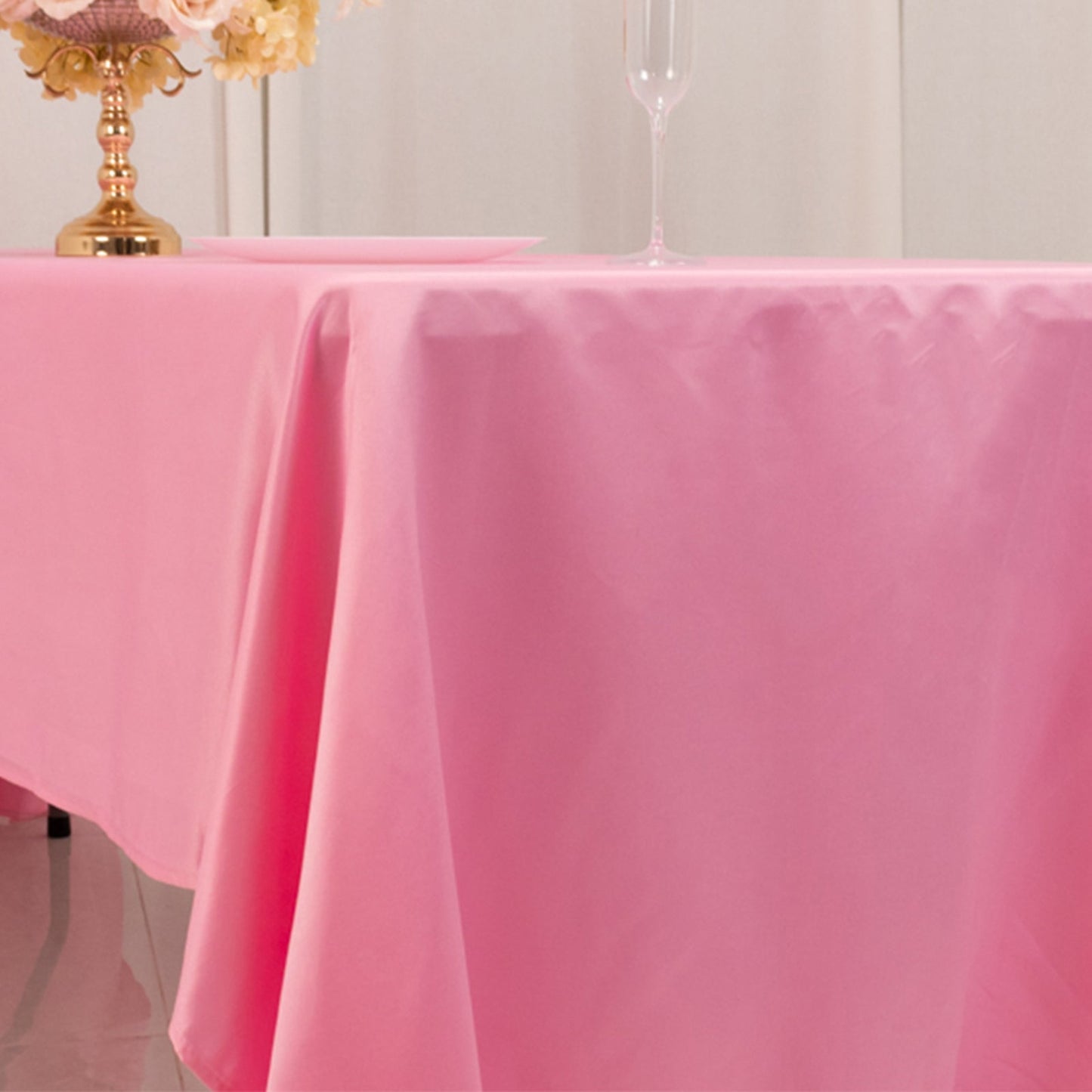 Lamour Satin 60"x126" Rectangle Tablecloth Pink - Soft & Silk-Like Table Cover