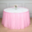 Plastic Table Skirt Pink Ruffled - Durable Disposable Skirt for Events 14ft