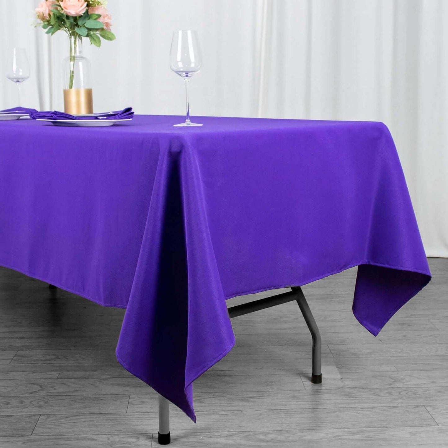 Premium Polyester 60"x102" Rectangle Tablecloth Purple - Durable 220GSM Wrinkle-Resistant Table Cover