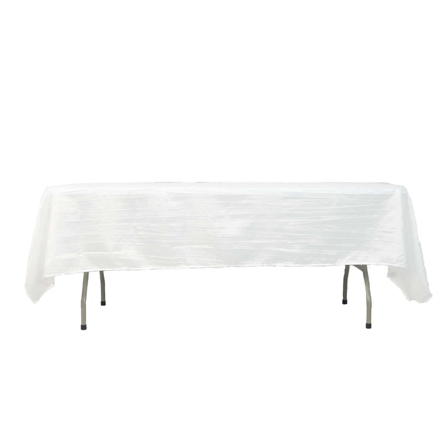 Taffeta 60"x102" Rectangle Tablecloth White - Accordion Crinkle Design for Modern Gatherings