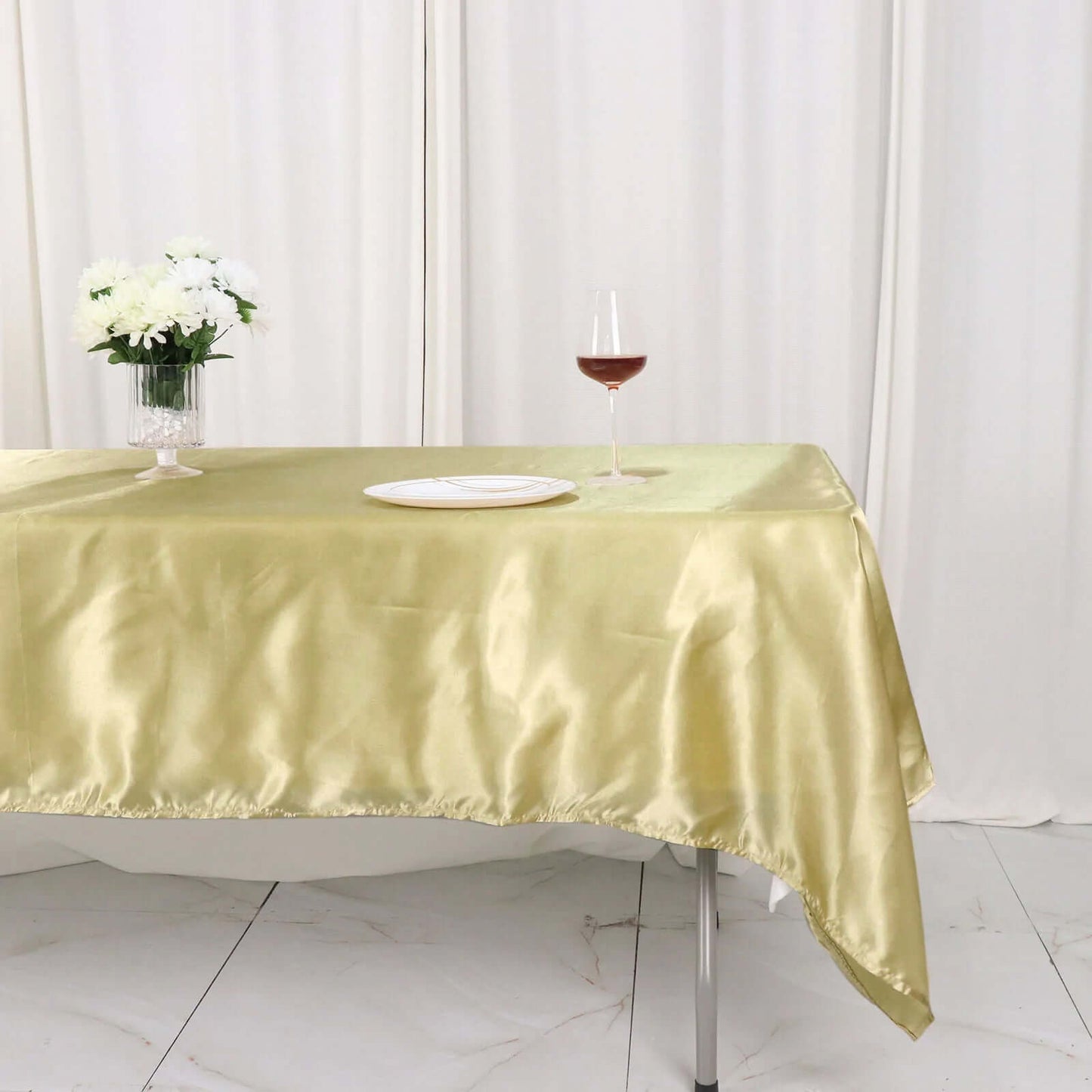 Satin Rectangular 60"x102" Tablecloth Champagne - Smooth and Lustrous Table Cover