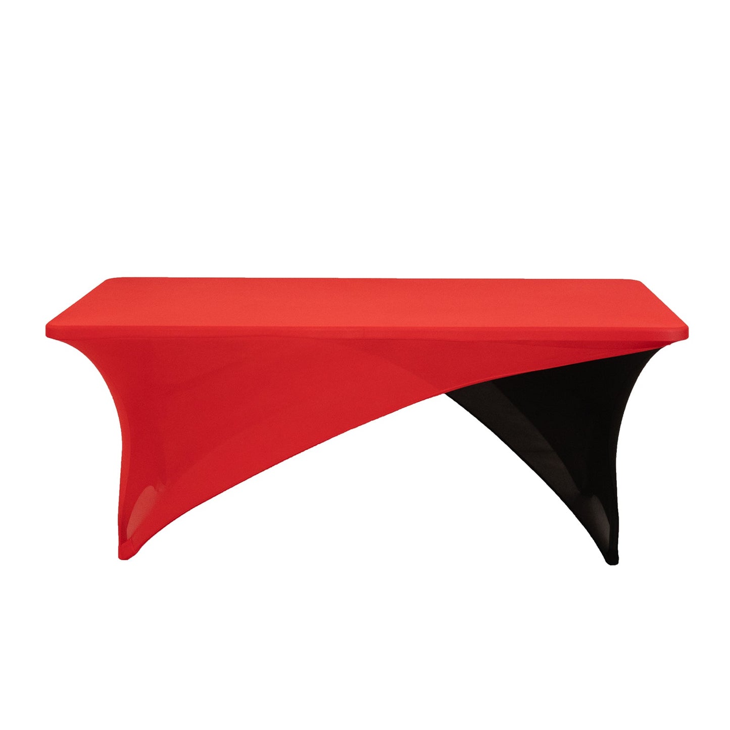 Stretch Spandex 72"x30" Rectangle Table Cover Red/Black Cross Over Design - Two-Piece Fitted Tablecloth with Elastic Foot Pockets