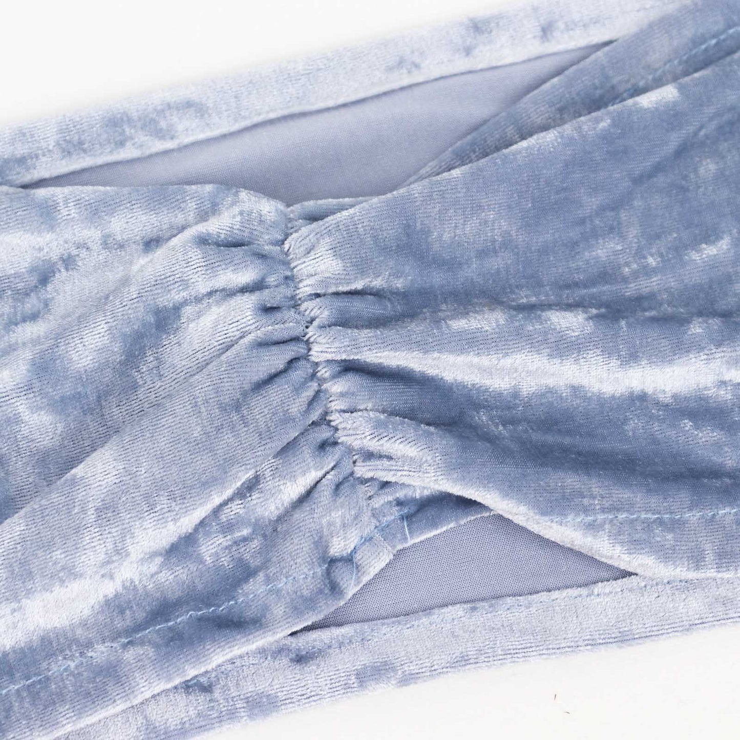 5 Pack Premium Crushed Velvet Chair Sashes Dusty Blue Ruffle Style - Textured Chair Bands for Stunning Event Decor