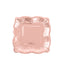 25-Pack Paper 7" Square Dessert Plates in Rose Gold with Vintage Pottery Embossed Design - Shiny Metallic Disposable Appetizer Plates