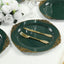 20-Pack Economy Plastic Round Charger Plates 13" in Hunter Emerald Green with Gold Embossed Baroque Rim, Stylish Dinner Party Serving Plates
