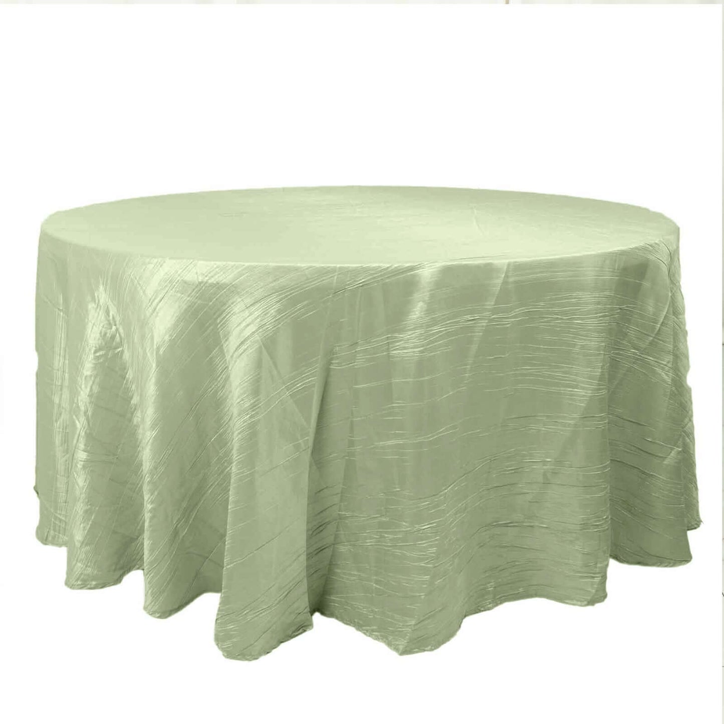 Taffeta 120" Round Tablecloth Sage Green - Seamless Accordion Crinkle Table Cover