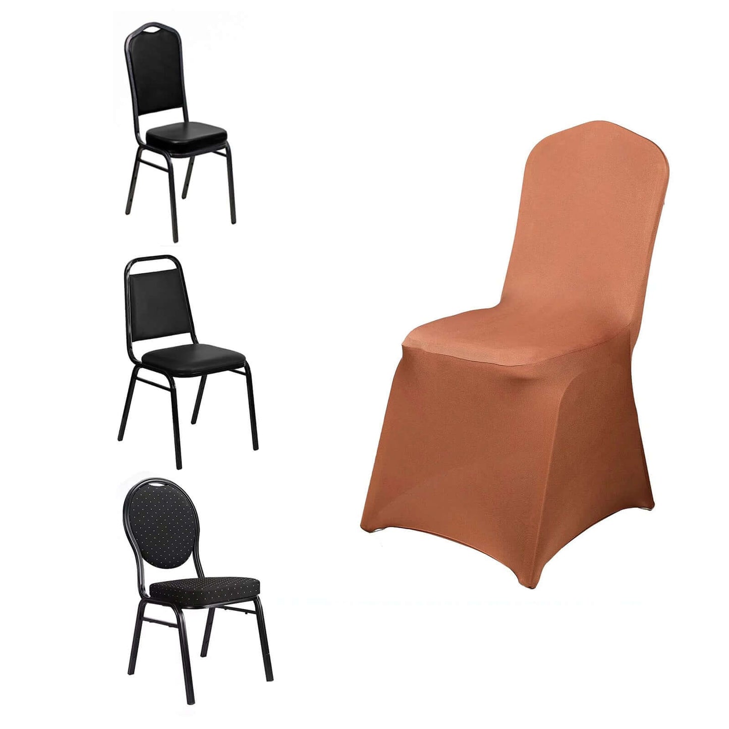 Spandex Chair Cover for Banquet Chairs Terracotta (Rust) - Stretch 160GSM Fabric with Slip-On Slipcover