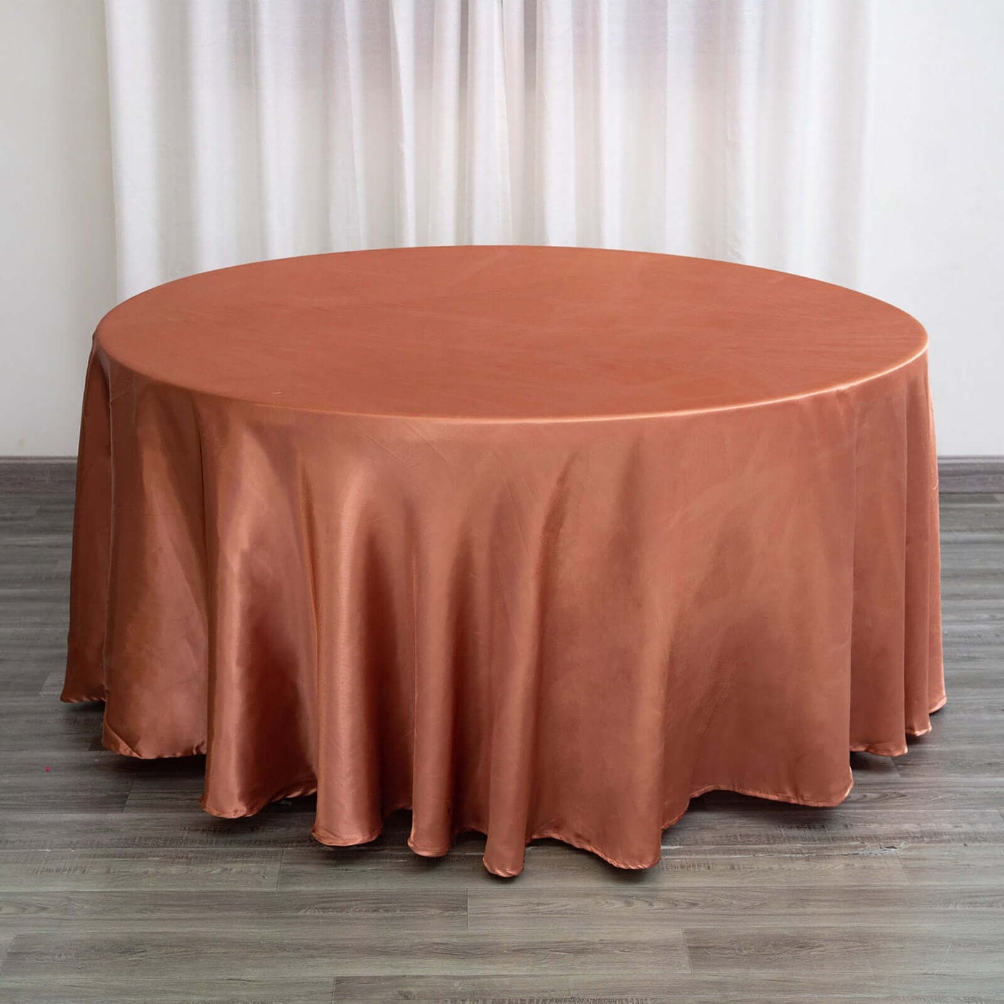 Satin 120" Round Tablecloth Terracotta (Rust) - Stylish Seamless Table Cover