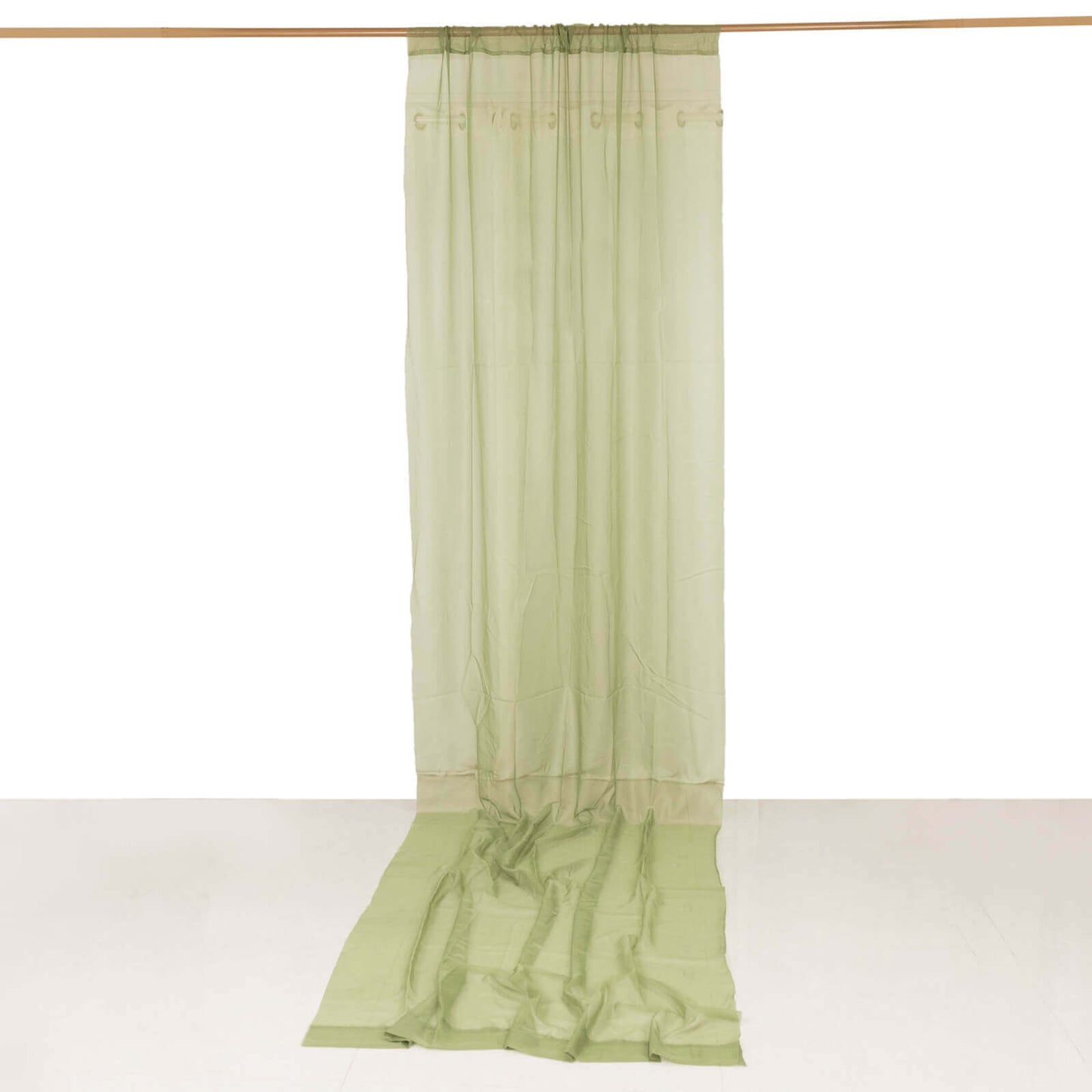 5ftx14ft Dusty Sage Green Chiffon Curtain Panel, Durable Flame Resistant Backdrop Ceiling Drapery With Rod Pocket