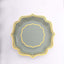 25-Pack Paper Dessert Plates in Sage Green with Gold Scallop Rim - Disposable 300GSM Appetizer Salad Plates 8"